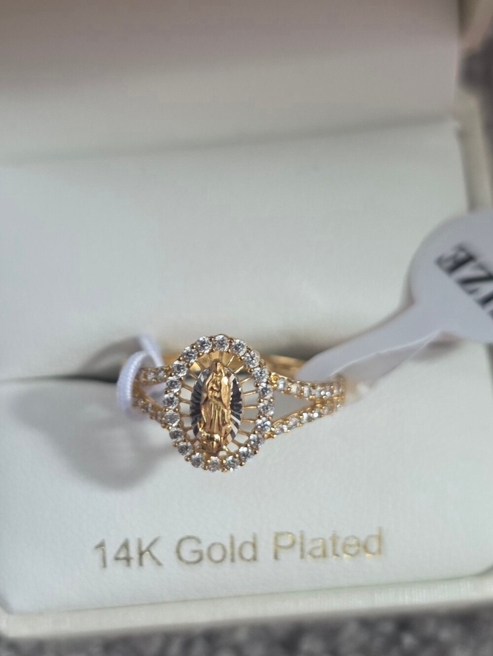 Cynthia White Yellow & Rose Three Color Virgin Mary Cubic Zirconia Ring Size: 7